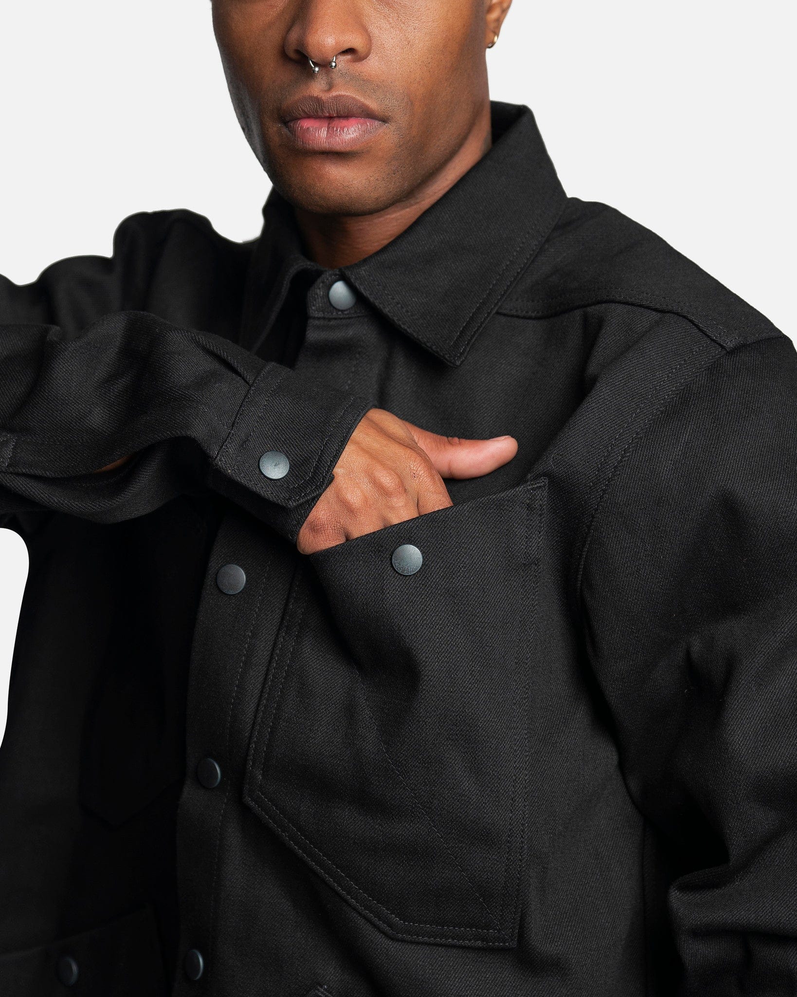 Rick Owens DRKSHDW Men's Jackets Japanese Denim Outershirt in Black