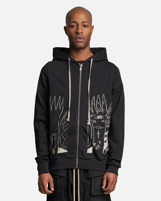 Rick Owens DRKSHDW Men's Sweatshirts Jason Hoodie in Black/Pearl