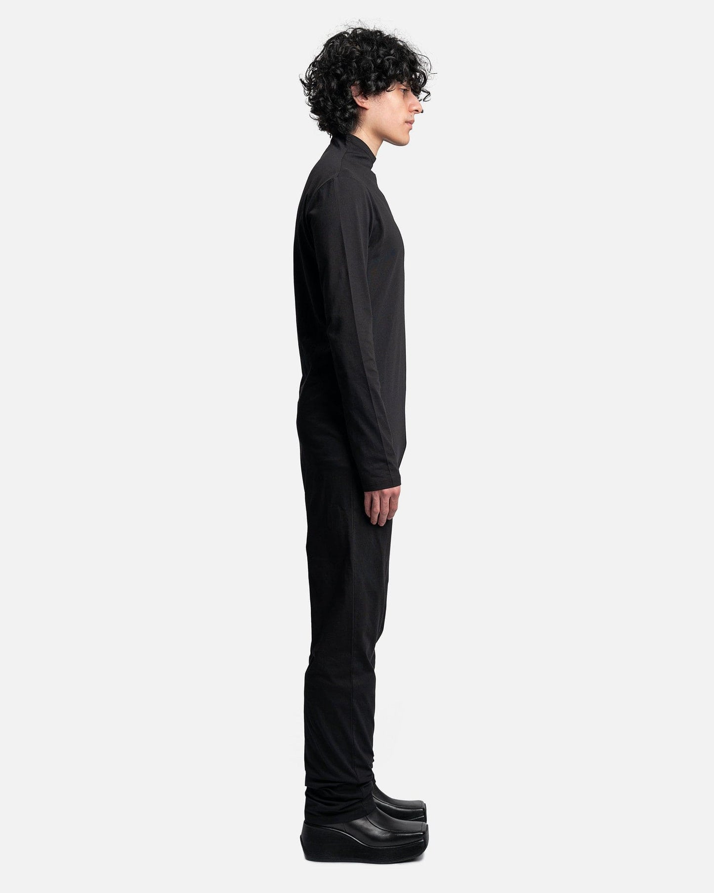 Raf Simons mens sweater Jersey Bodysuit with Turtleneck in Black