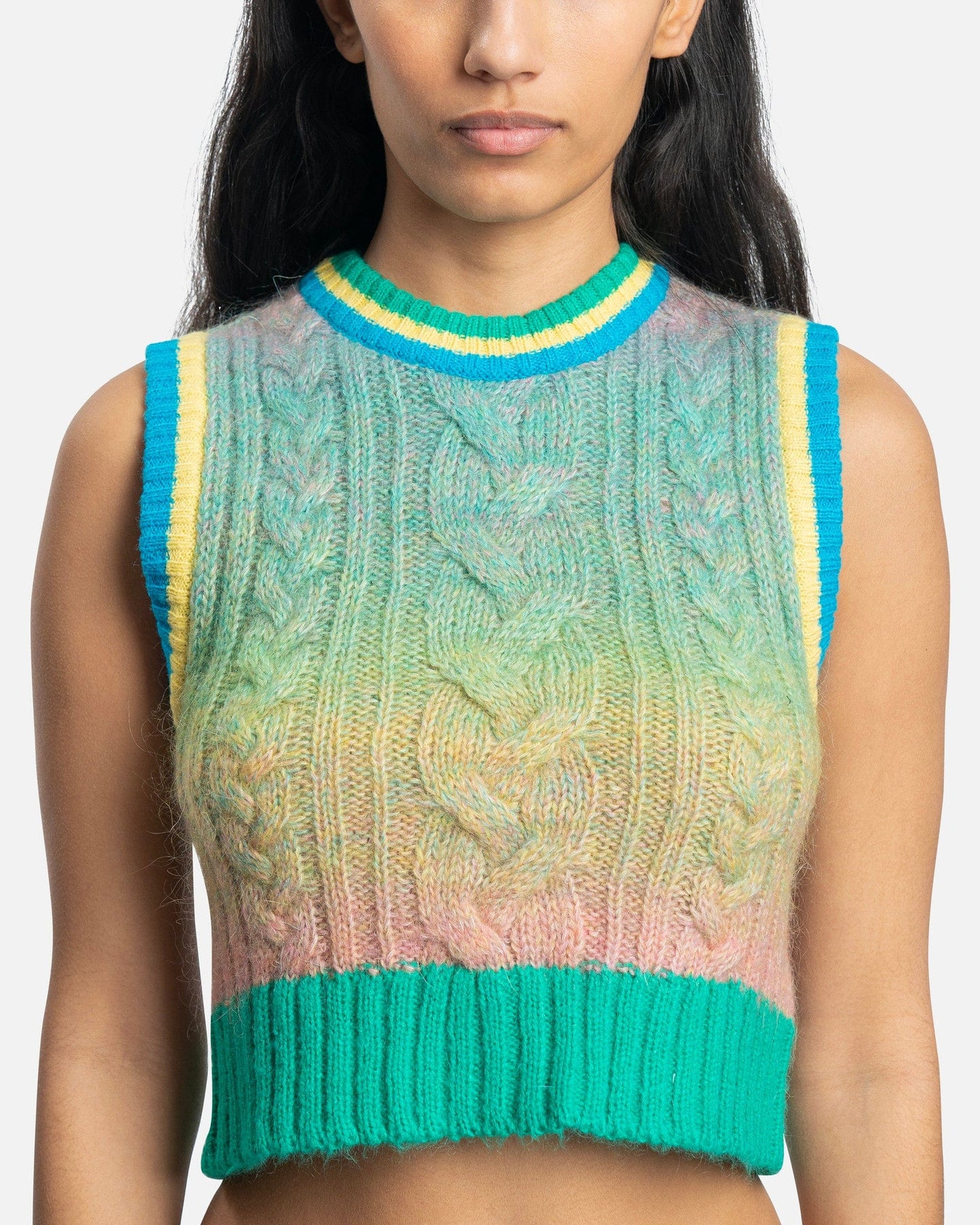 Andersson Bell Women Sweaters Jesse Gradation Cable Knit Vest in Multi