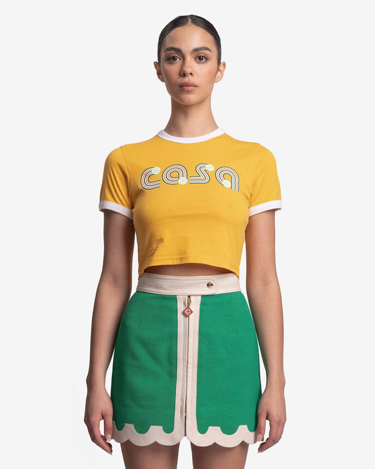 Casablanca Women T-Shirts Jeu de Tennis Baby Ringer T-Shirt in Citrus