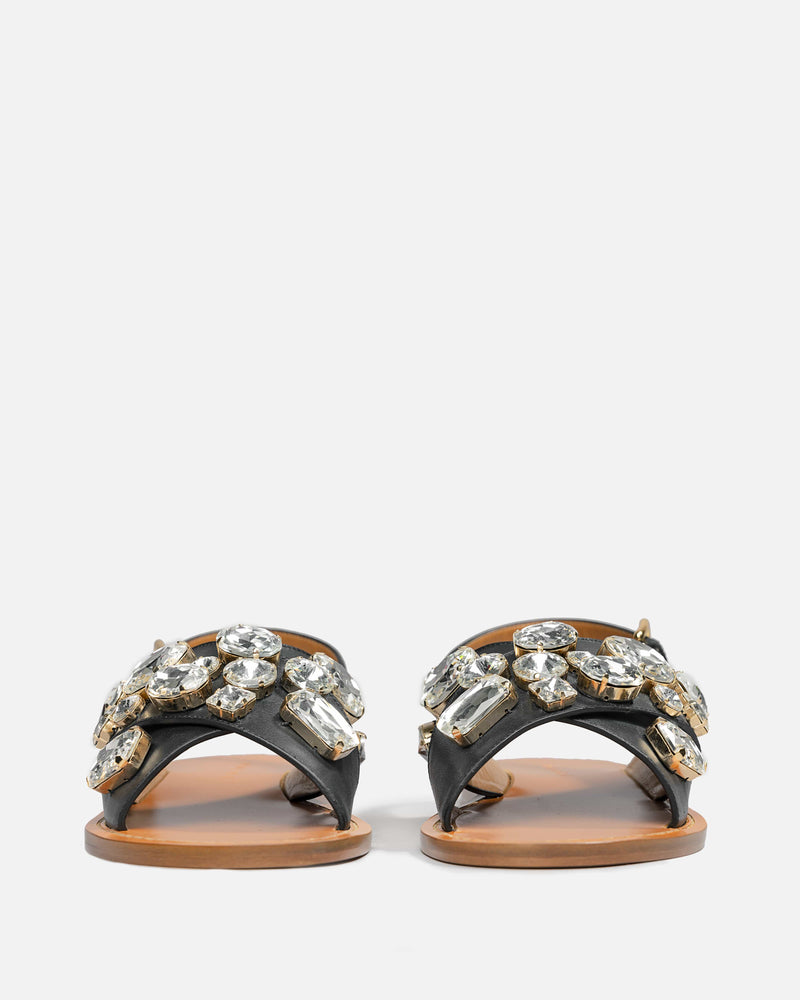 Marni Women Sandals Jeweled Criss-Cross Fussbett in Black