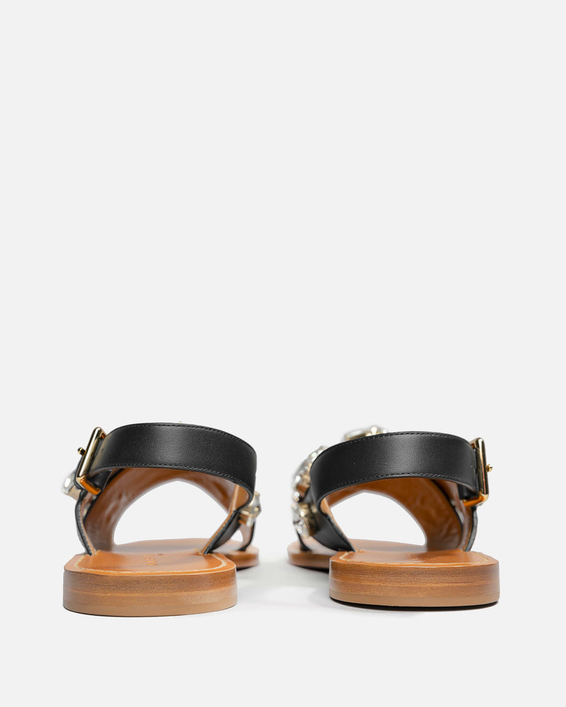 Marni Women Sandals Jeweled Criss-Cross Fussbett in Black