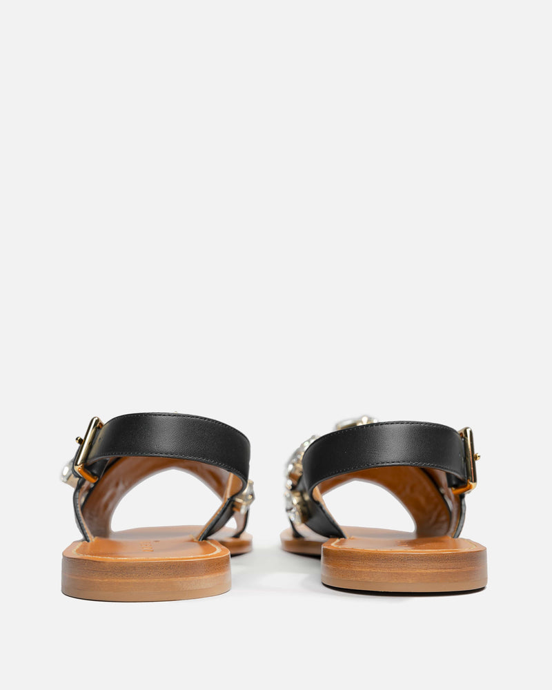 Marni Women Sandals Jeweled Criss-Cross Fussbett in Black