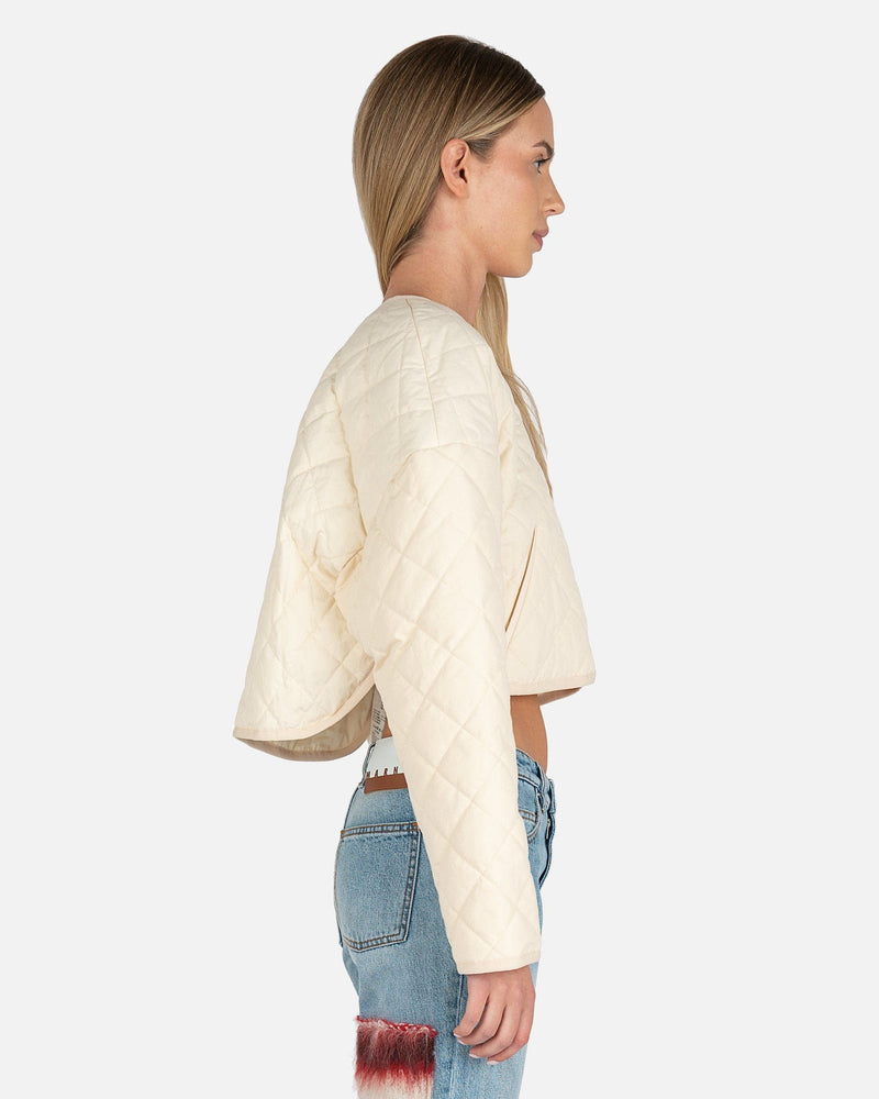 Jula Poplin Quilted Jacket in Creme - Main Image