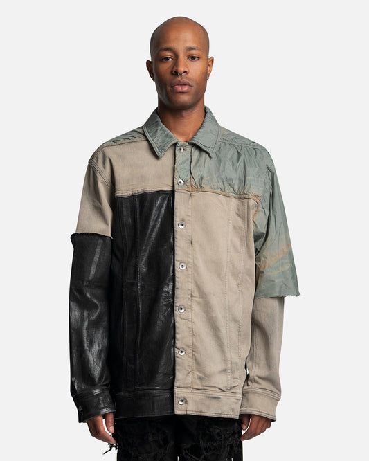 Rick Owens DRKSHDW Men's Jackets Jumbo Worker Jacket in Mineral Pearl Combo