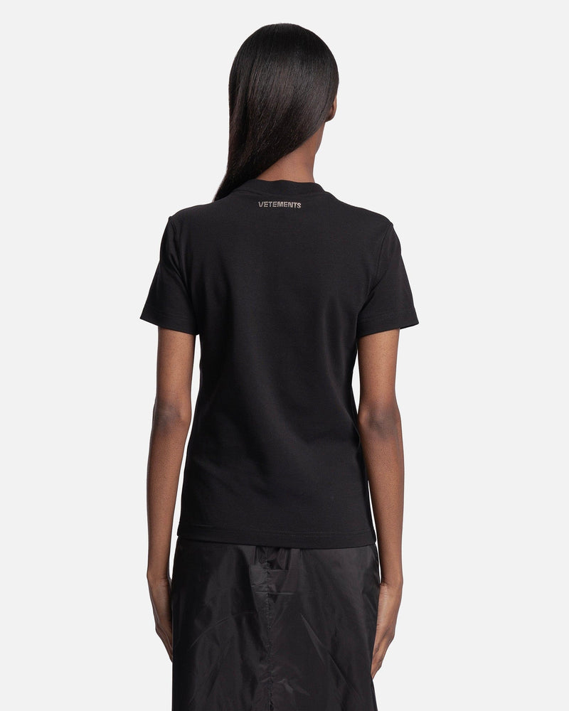 VETEMENTS Women T-Shirts Just Be Jealous Crystal Fitted T-Shirt in Black
