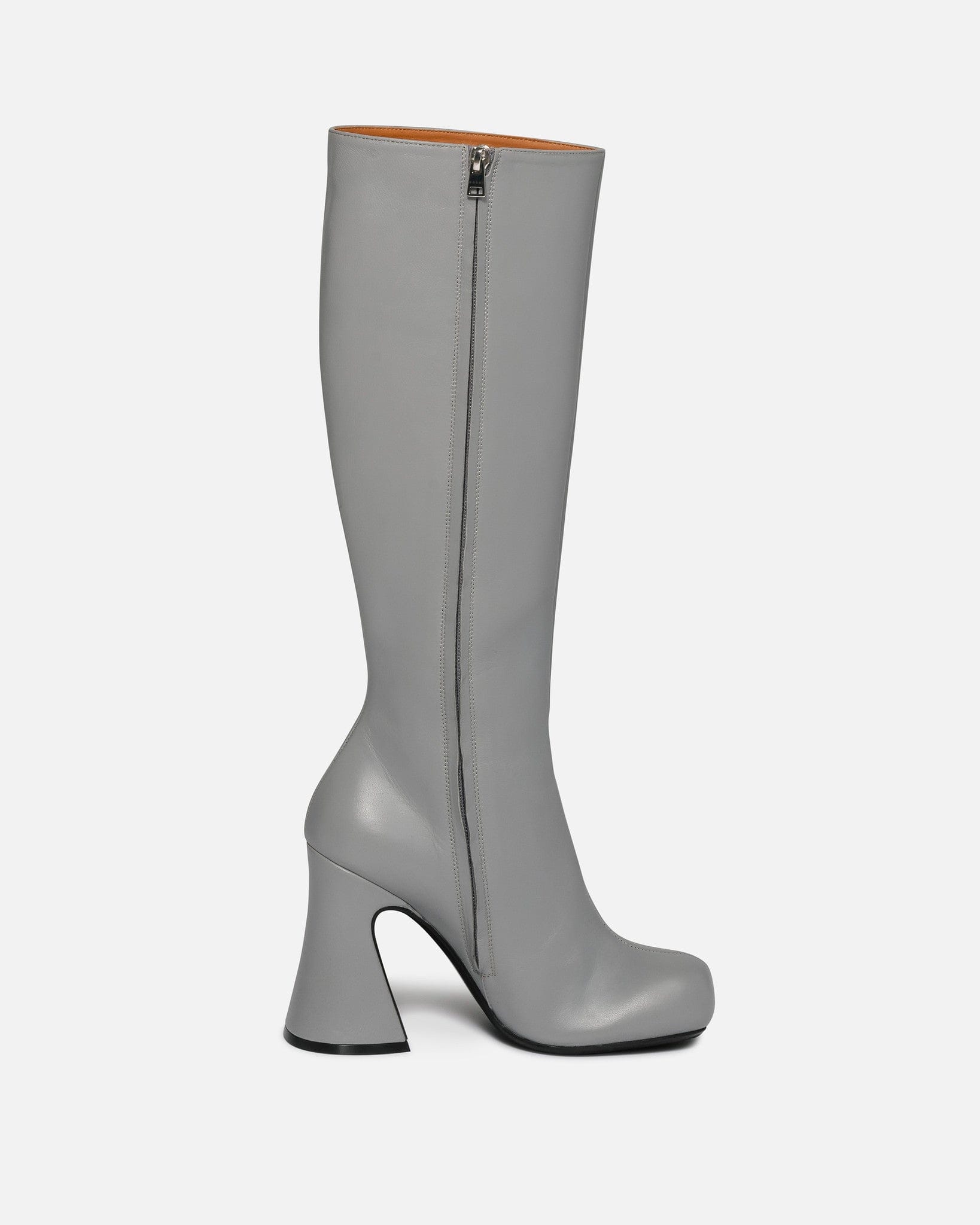 Marni Women Boots Knee-High Leather Boots in Grey
