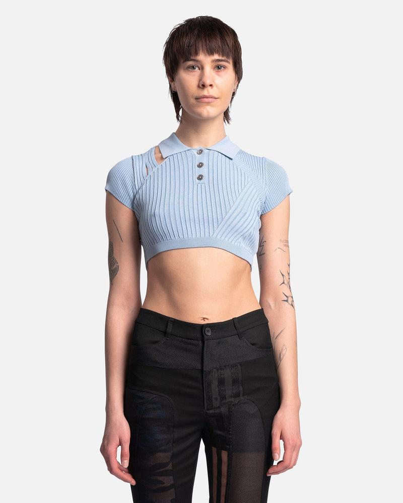 Feng Chen Wang Women Tops Knit Cropped Top in Blue