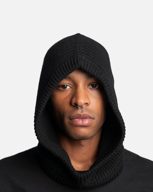 Rick Owens Men's Hats Knit Hood in Black
