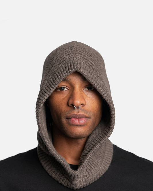 Rick Owens Men's Hats Knit Hood in Dust