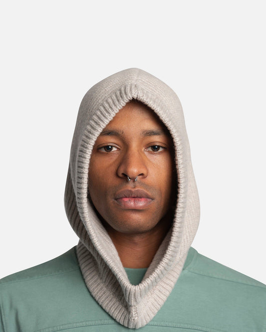 Rick Owens Men's Hats Knit Hood in Pearl