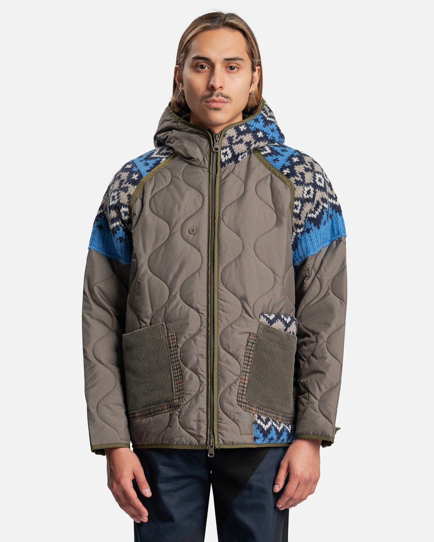 Andersson Bell Men's Jackets Knit Patch Quilted Jumper in Khaki