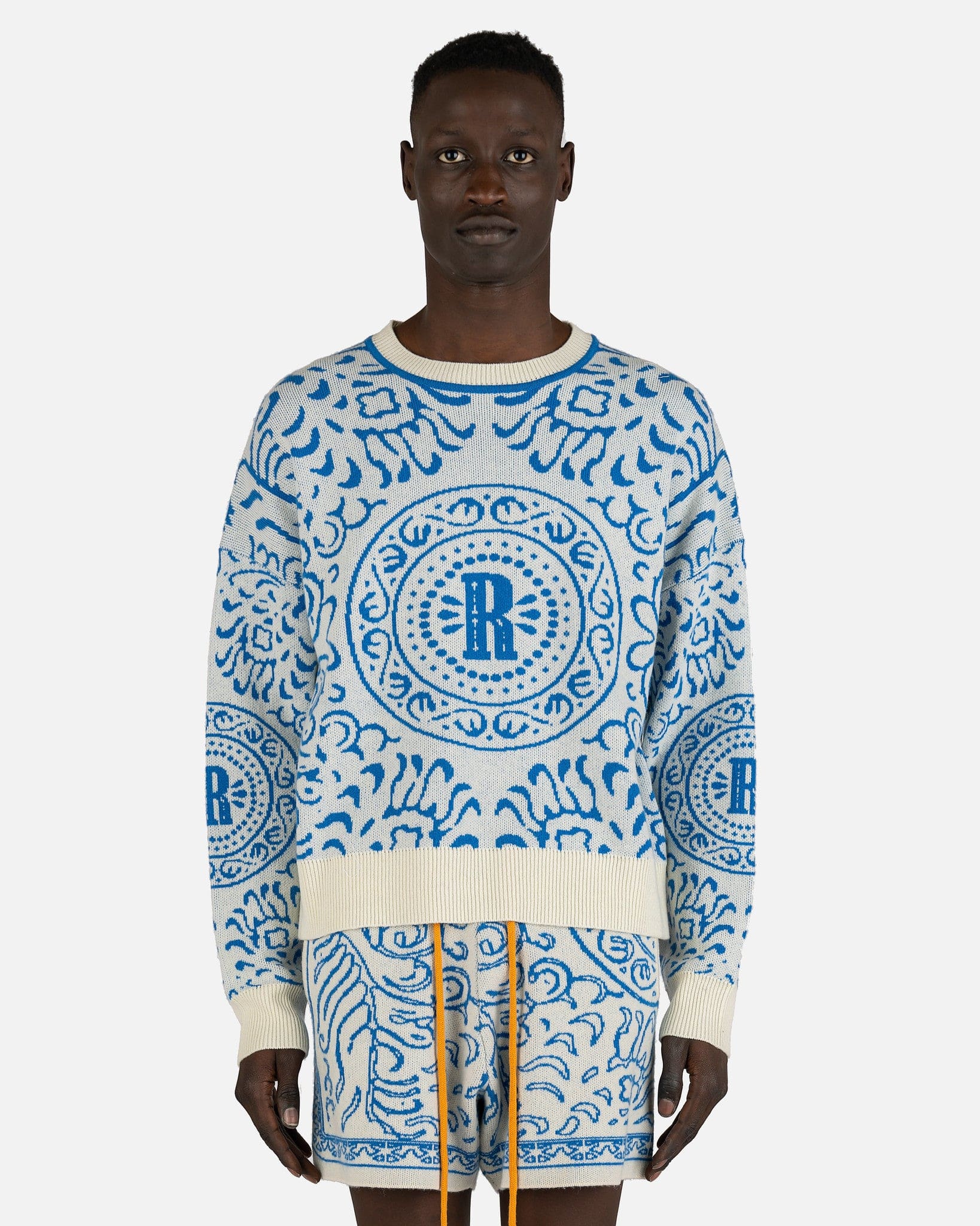 Knit Tile Crew in Creme/Blue – SVRN