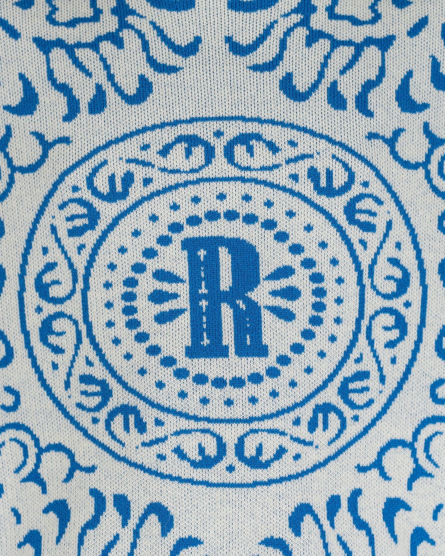 Rhude Men's Sweatshirts Knit Tile Crew in Creme/Blue