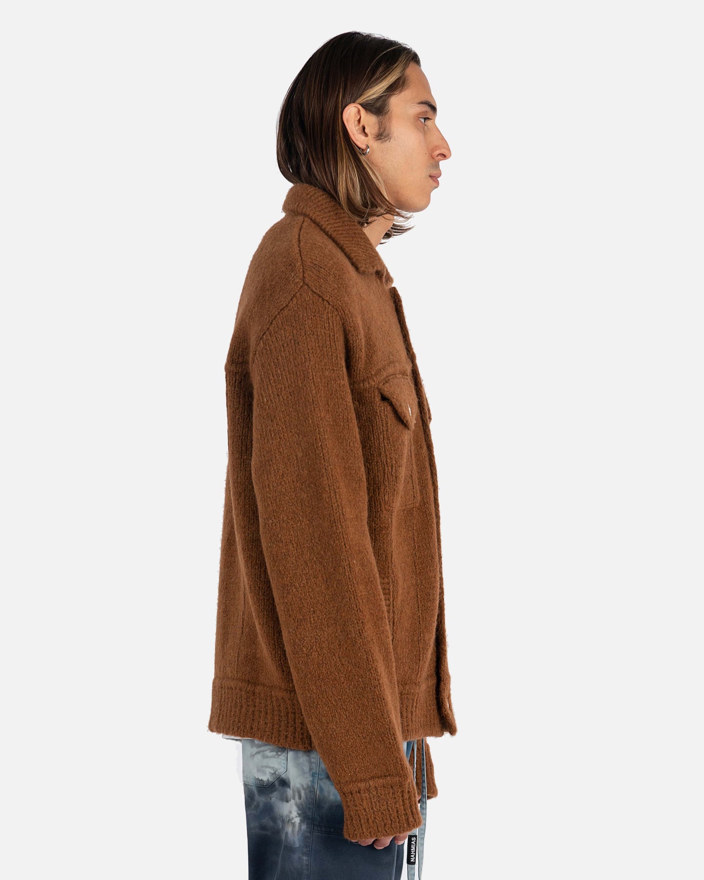 Nahmias Men's Jackets Knit Trucker Jacket in Brown