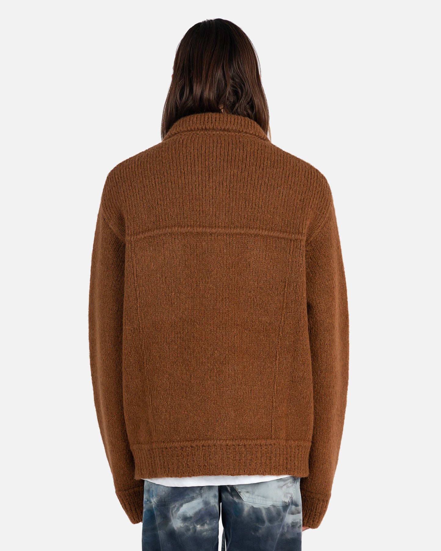 Nahmias Men's Jackets Knit Trucker Jacket in Brown