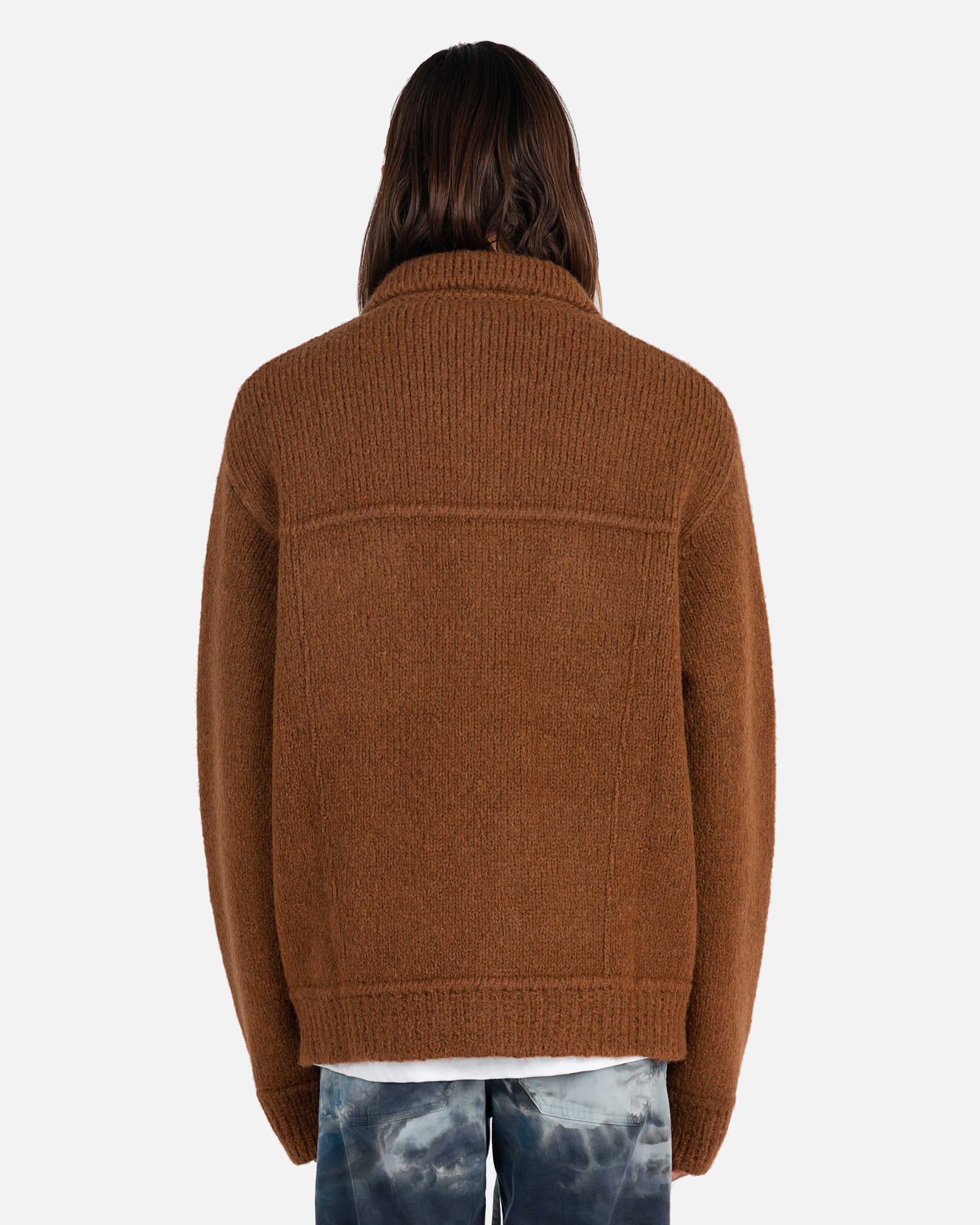 Nahmias Men's Jackets Knit Trucker Jacket in Brown