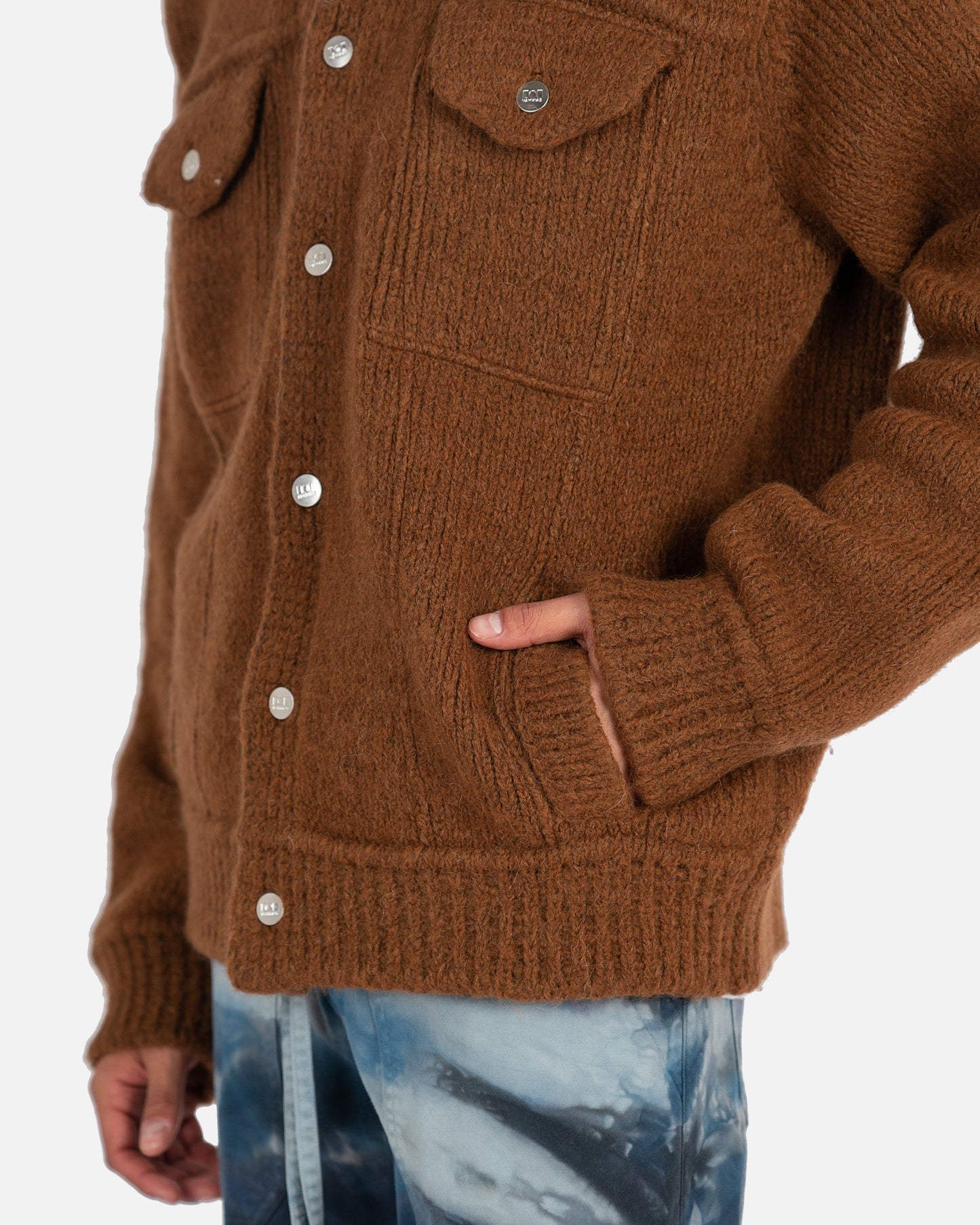 Nahmias Men's Jackets Knit Trucker Jacket in Brown