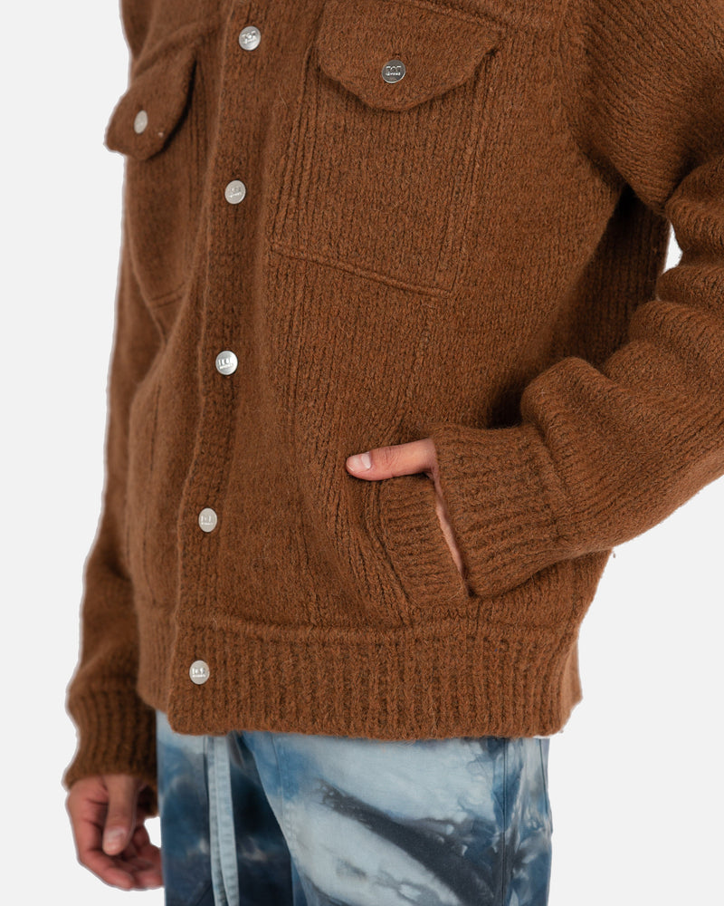 Nahmias Men's Jackets Knit Trucker Jacket in Brown