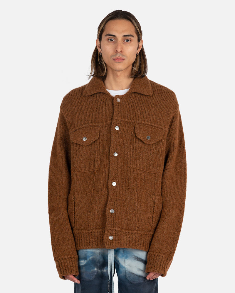 Nahmias Men's Jackets Knit Trucker Jacket in Brown
