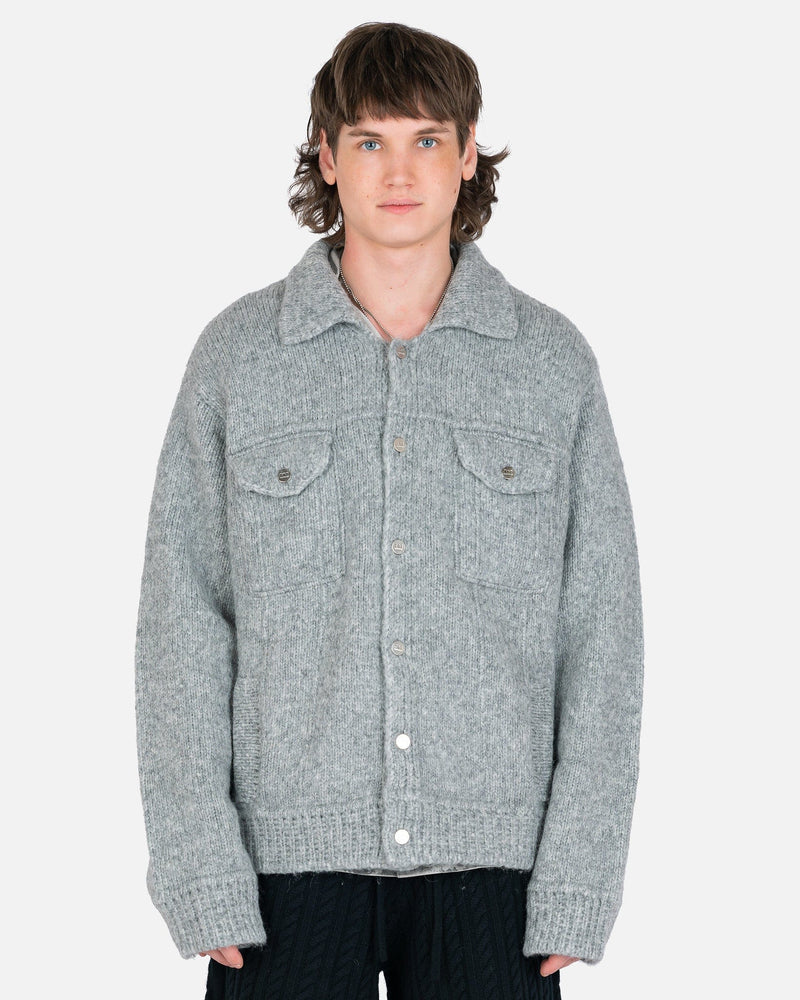 Nahmias Men's Jackets Knit Trucker Jacket in Grey