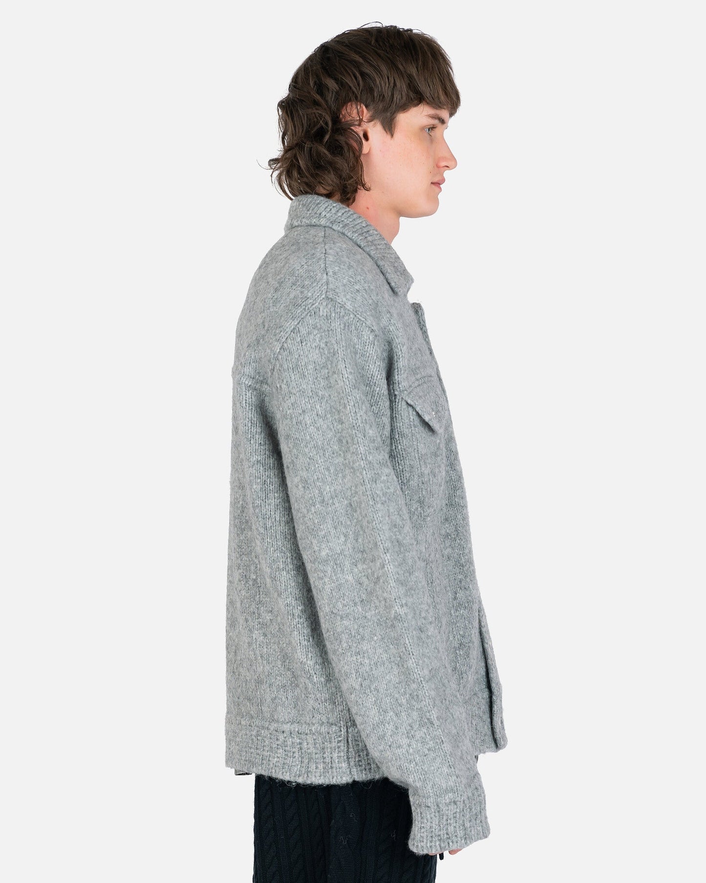 Nahmias Men's Jackets Knit Trucker Jacket in Grey