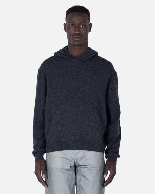 Our Legacy Men's Sweatshirts Knitted Hood in Anthracite Melange Wool