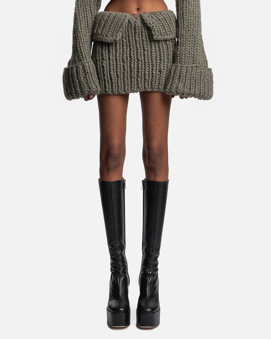 MISBHV Women Skirts Knitted Mini Skirt in Dark Green