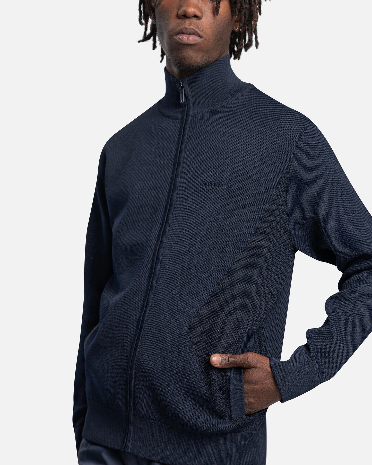 Botter Men's Sweater Knitted Zip Cardigan in Navy