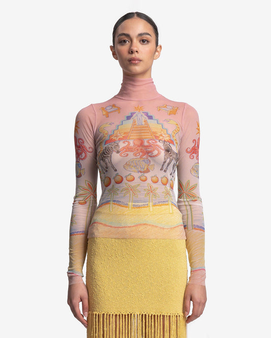 Casablanca Women Tops L'arbre de Vie Printed Mesh in Multi