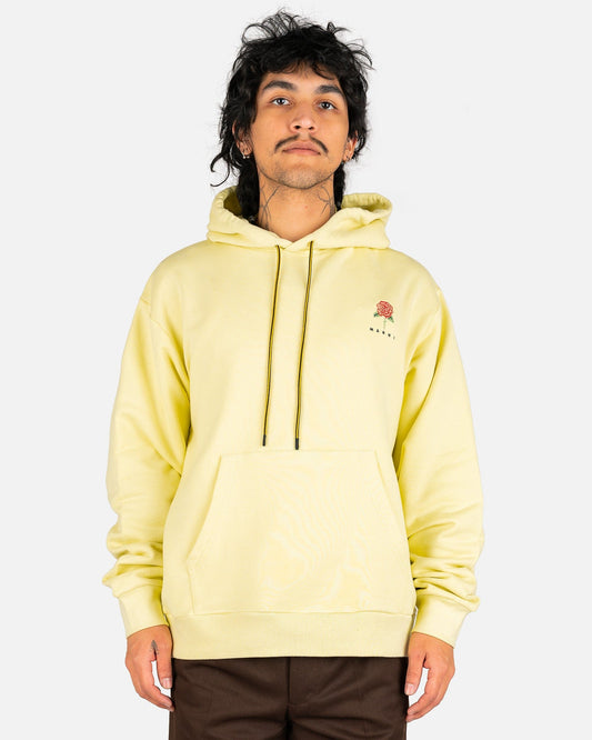 Marni Men's Sweatshirts 'La Rosa' Motif Hoodie in Lemongrass