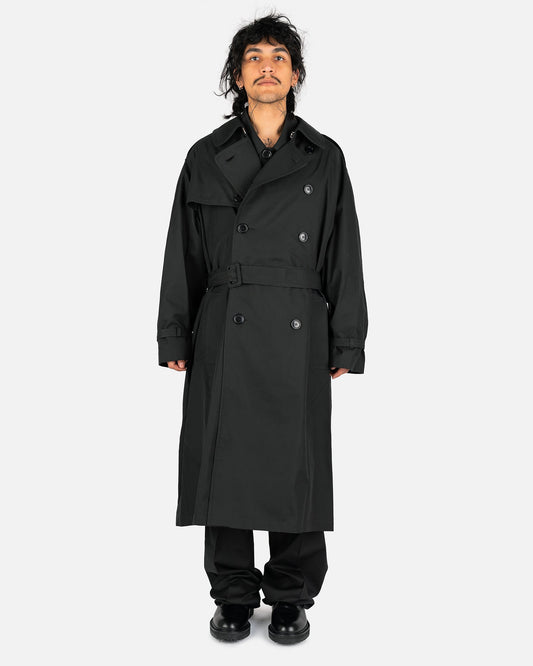 VETEMENTS Men's Coat Label Trench Coat in Black