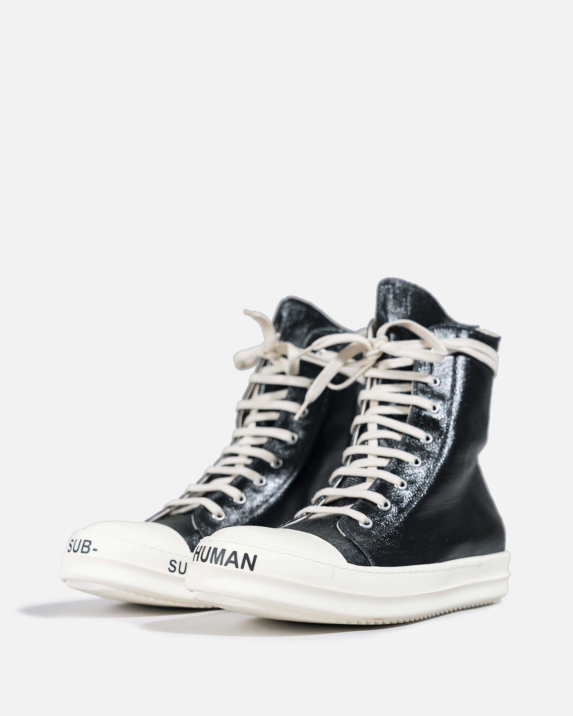 Rick Owens DRKSHDW Men's Shoes Lacquered High Top Ramones in Black