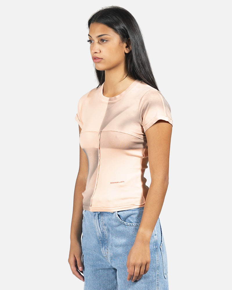 Eckhaus Latta Women Tops Lapped Baby Tee in Checkered Beige