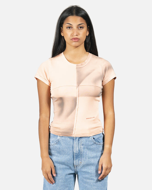 Eckhaus Latta Women Tops Lapped Baby Tee in Checkered Beige