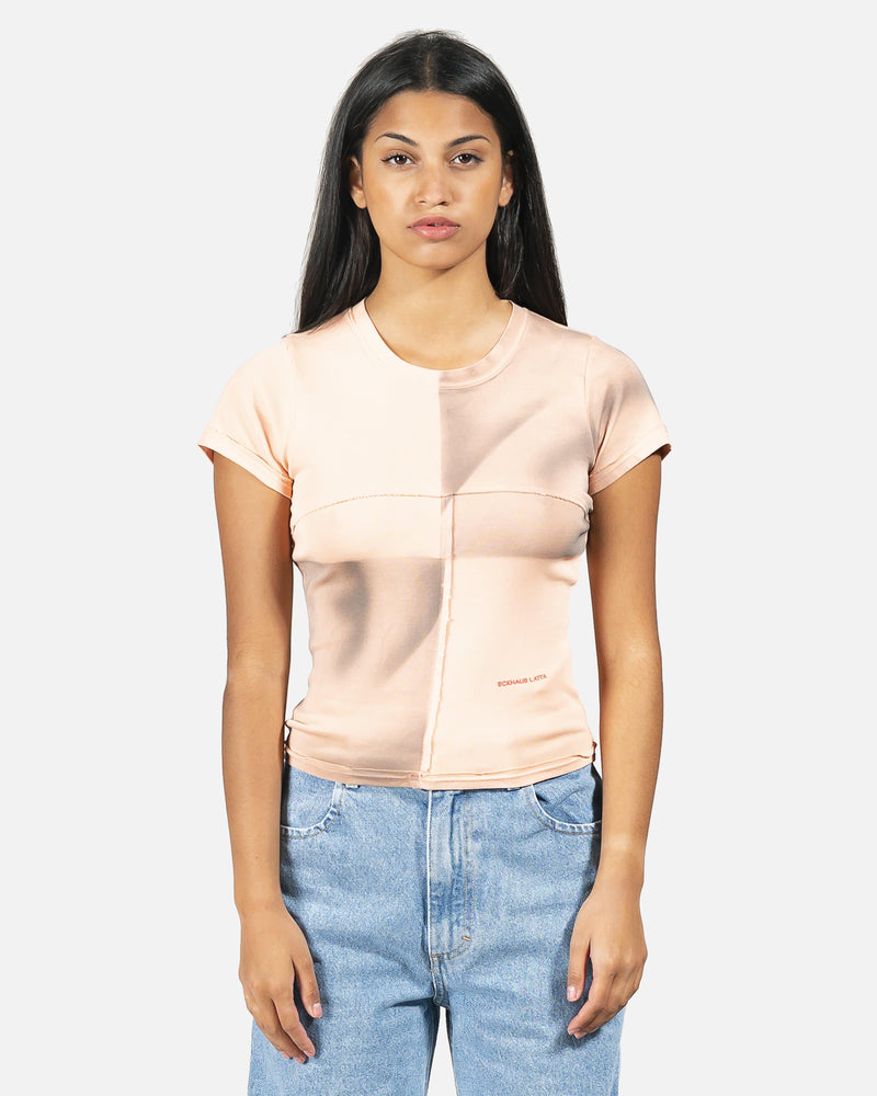 Eckhaus Latta Women Tops Lapped Baby Tee in Checkered Beige