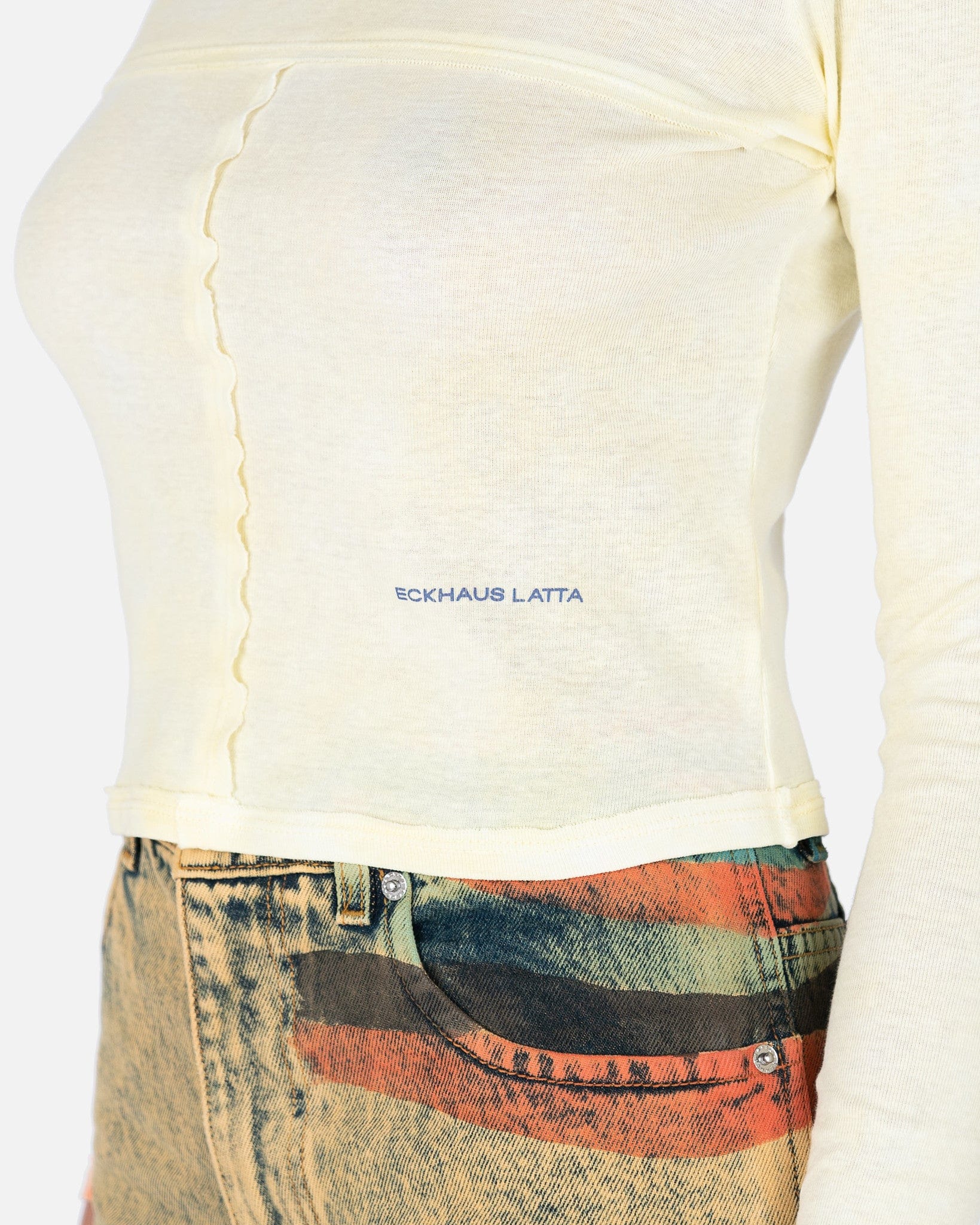 Eckhaus Latta Women T-Shirts Lapped Baby Turtleneck in Sunstone