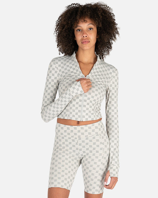 MISBHV Women Tops Lara Monogram Reflective Zip Top in Grey