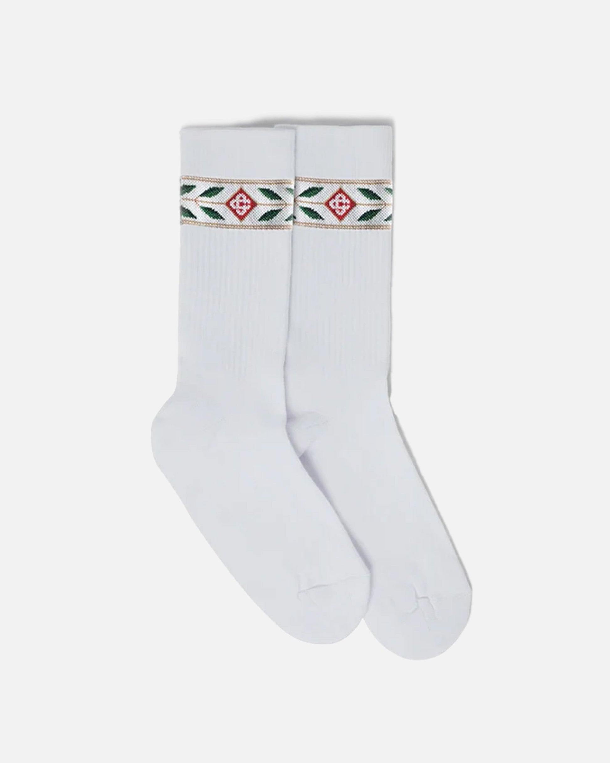 Casablanca Men's Socks Laurel Ribbed Sport Sock in White