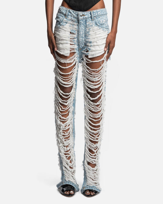 Eckhaus Latta Women Pants Le Destroyed Jeans in Bleached True Blue