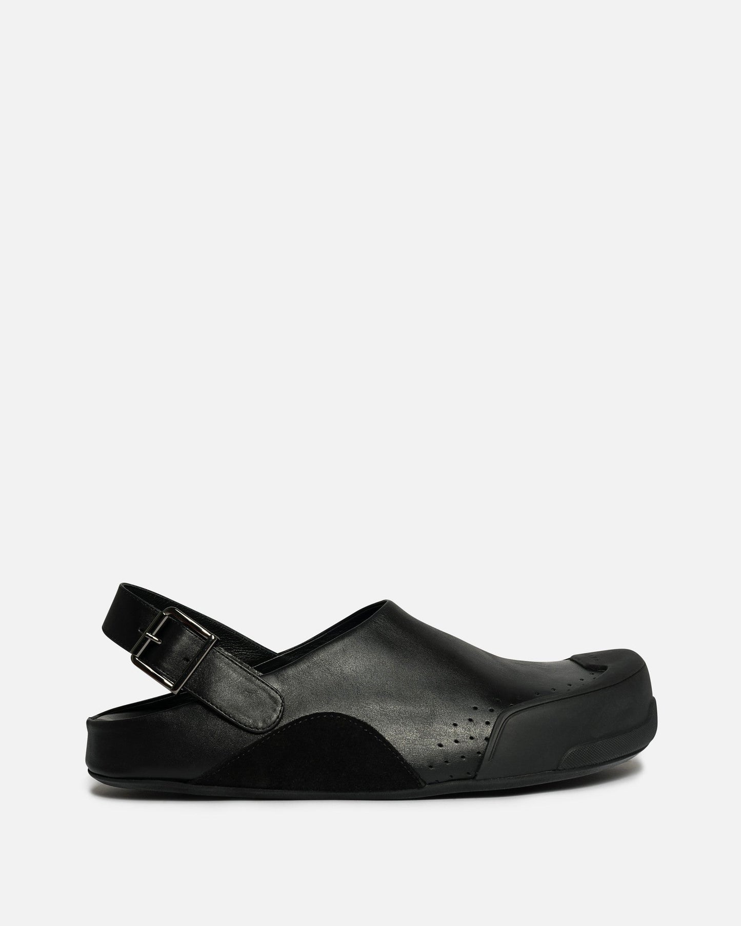 Marni Men's Shoes Leather and Suede Sabot in Black