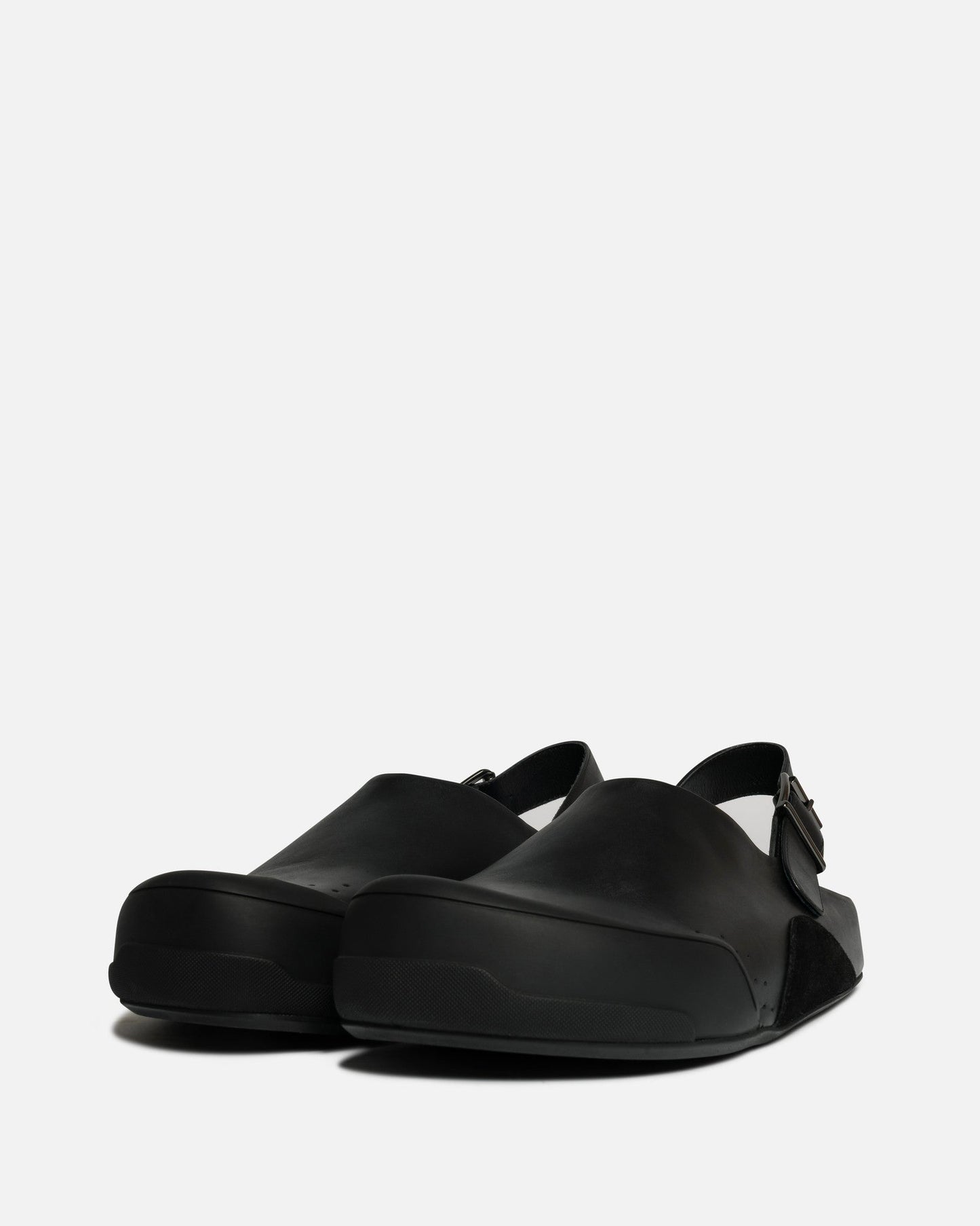 Marni Men's Shoes Leather and Suede Sabot in Black