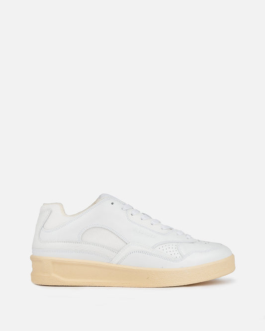 Jil Sander Men's Sneakers Leather Basket Lo in White Paper