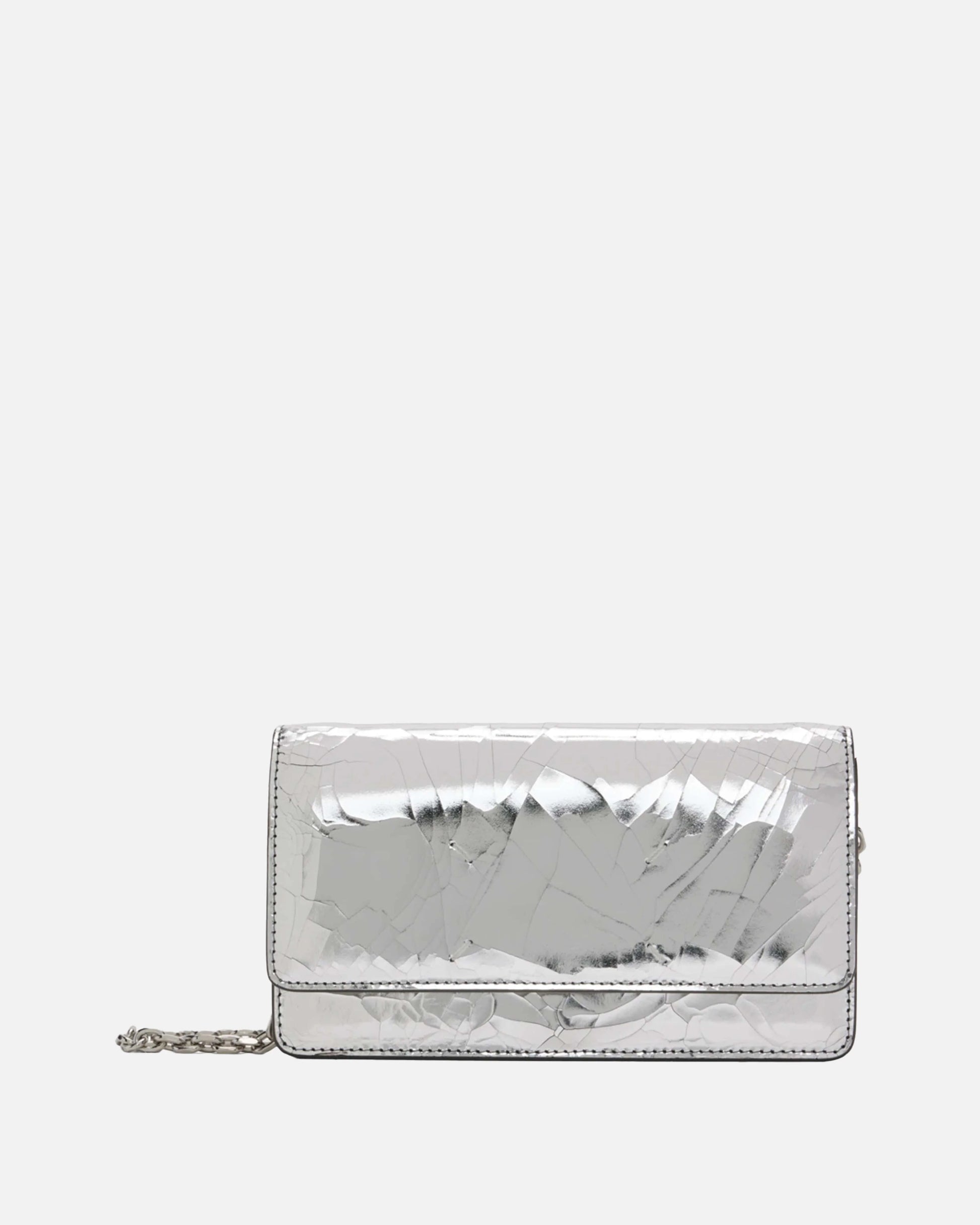 Maison Margiela Leather Goods Leather Chain Wallet in Silver