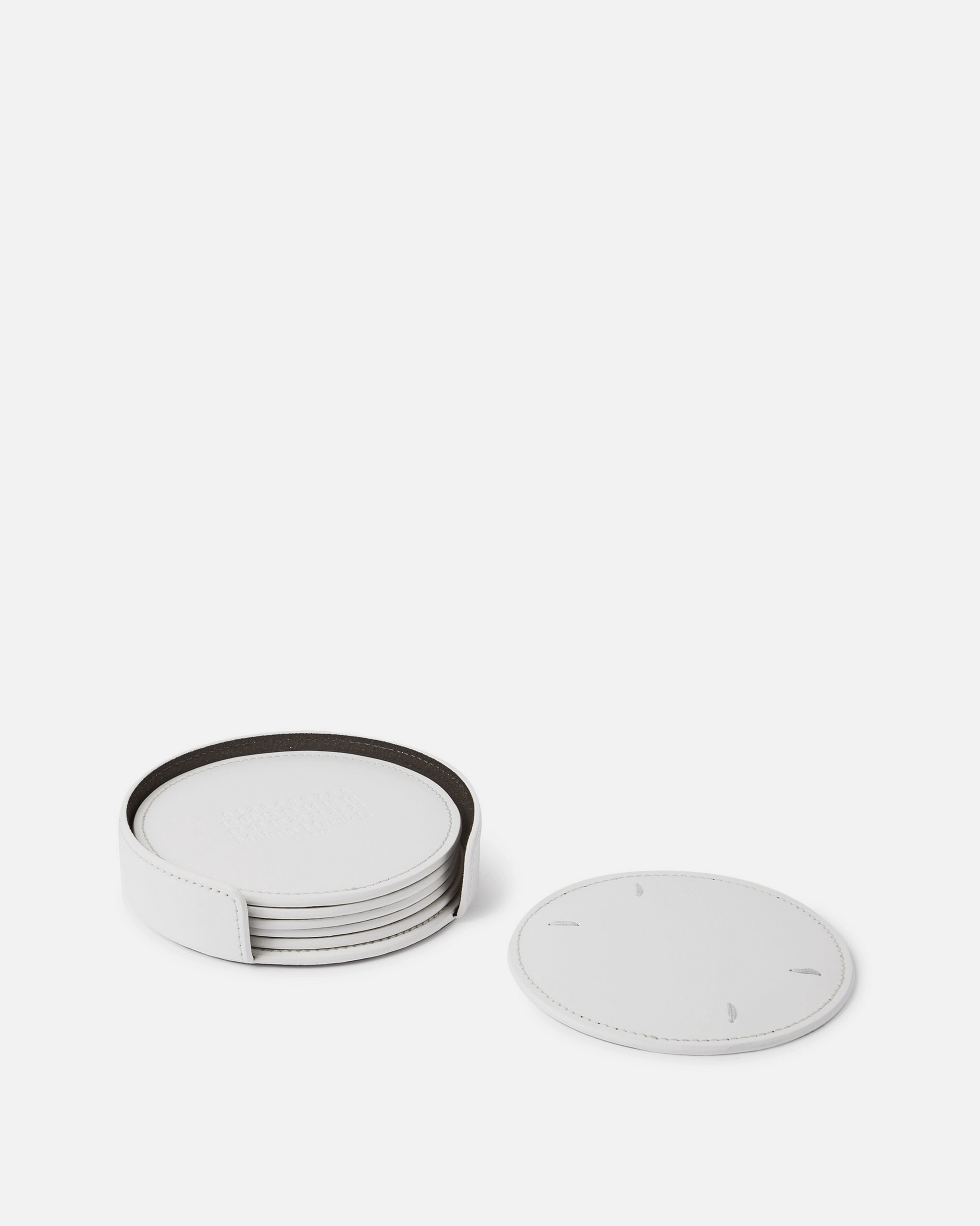Maison Margiela Leather Goods Leather Coasters in White