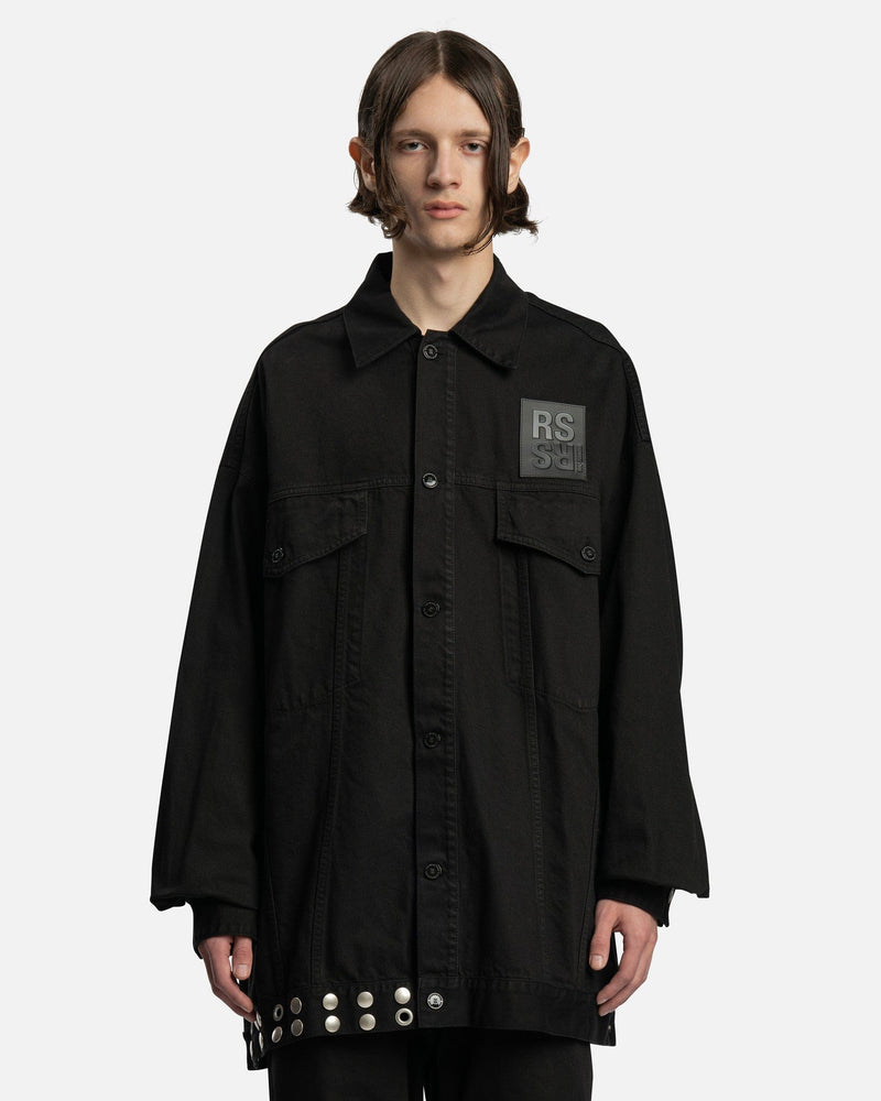 Raf Simons Men's Shirts Leather Fringes and Studs Big Fit Jacket in Black