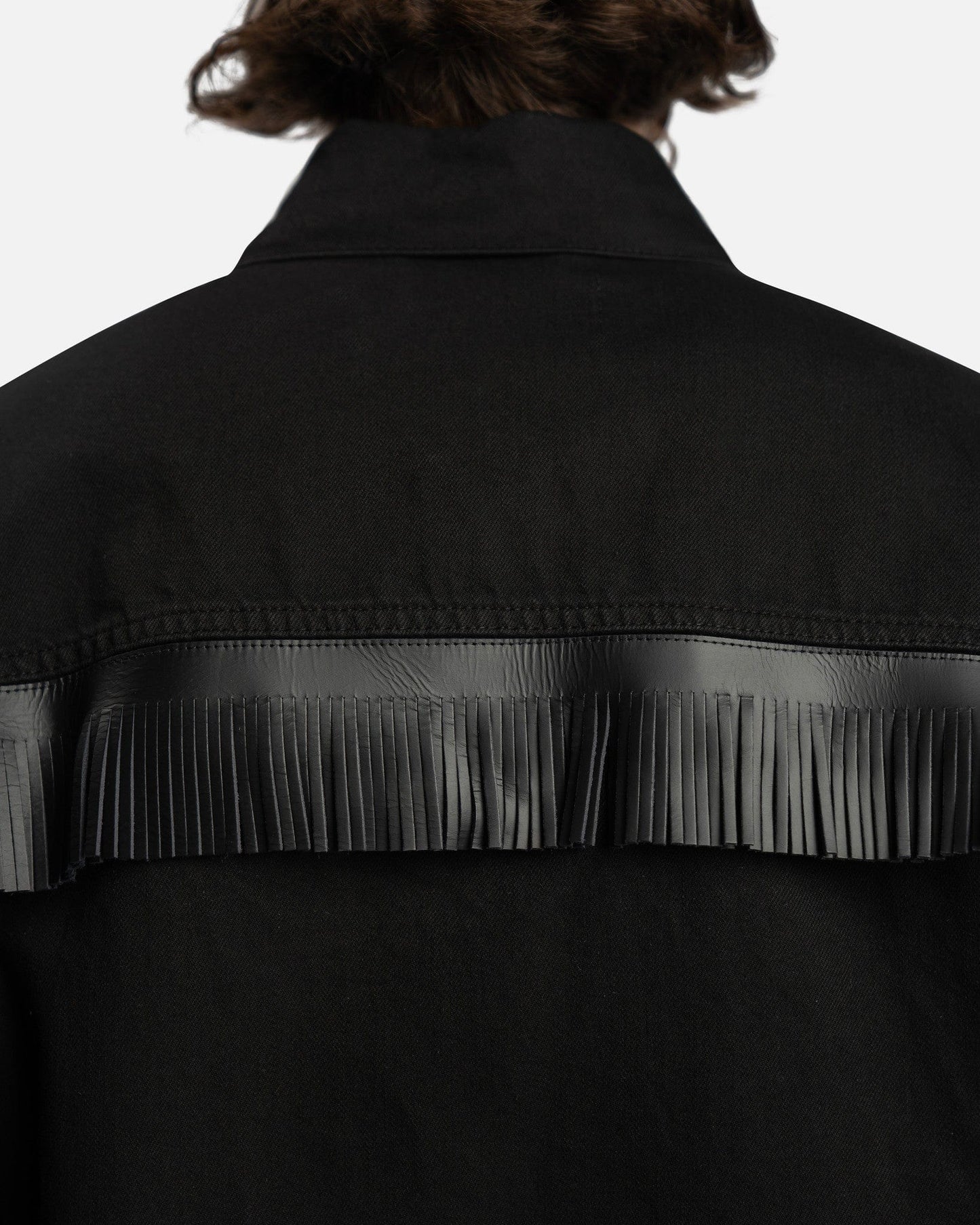 Raf Simons Men's Shirts Leather Fringes and Studs Big Fit Jacket in Black