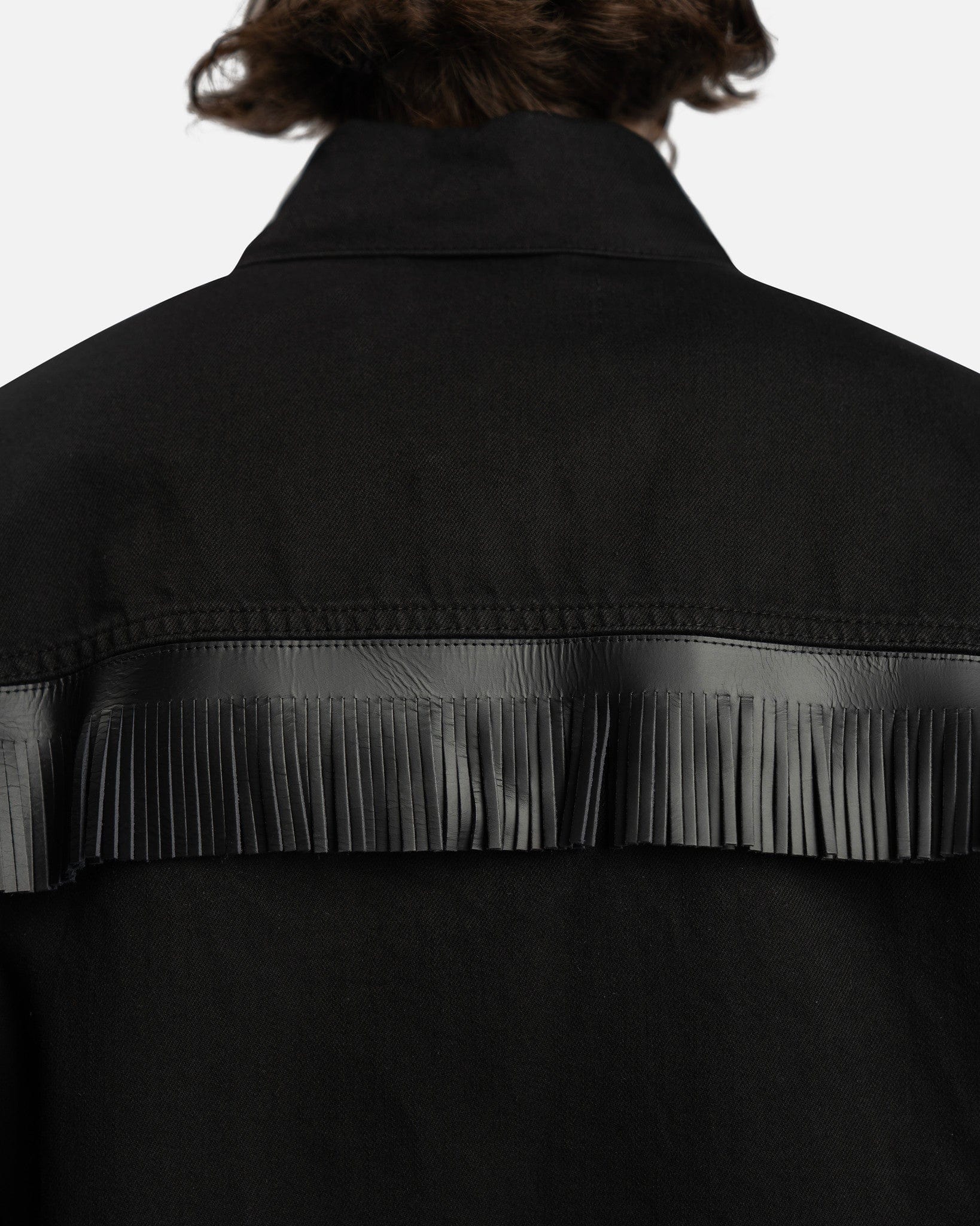 Raf Simons Men's Shirts Leather Fringes and Studs Big Fit Jacket in Black