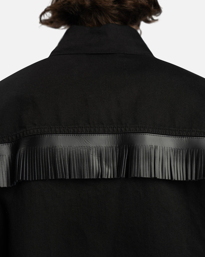 Raf Simons Men's Shirts Leather Fringes and Studs Big Fit Jacket in Black